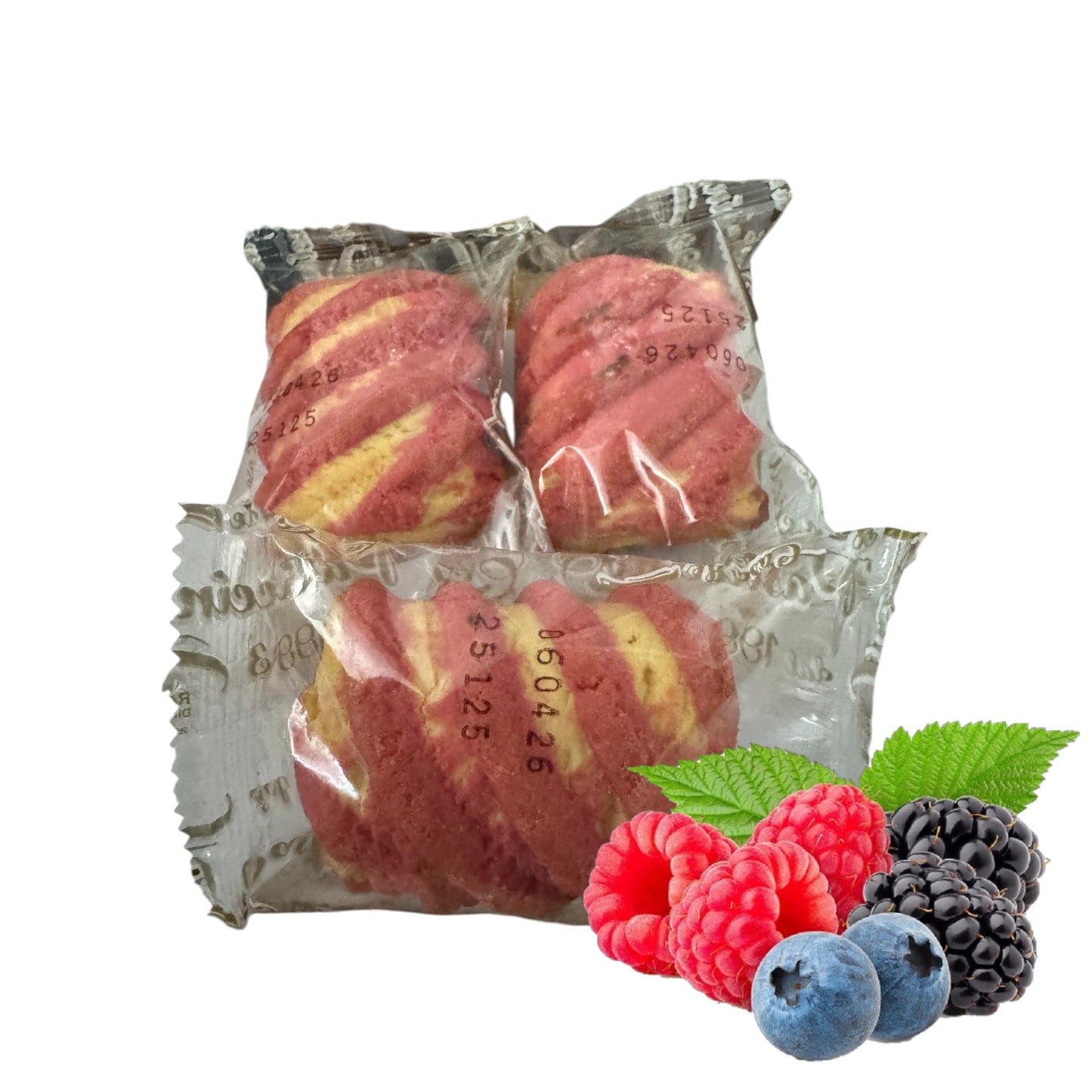 2 KG DI Biscotti di pasta frolla incartati singolarmente ripieni di marmellata ai frutti di bosco