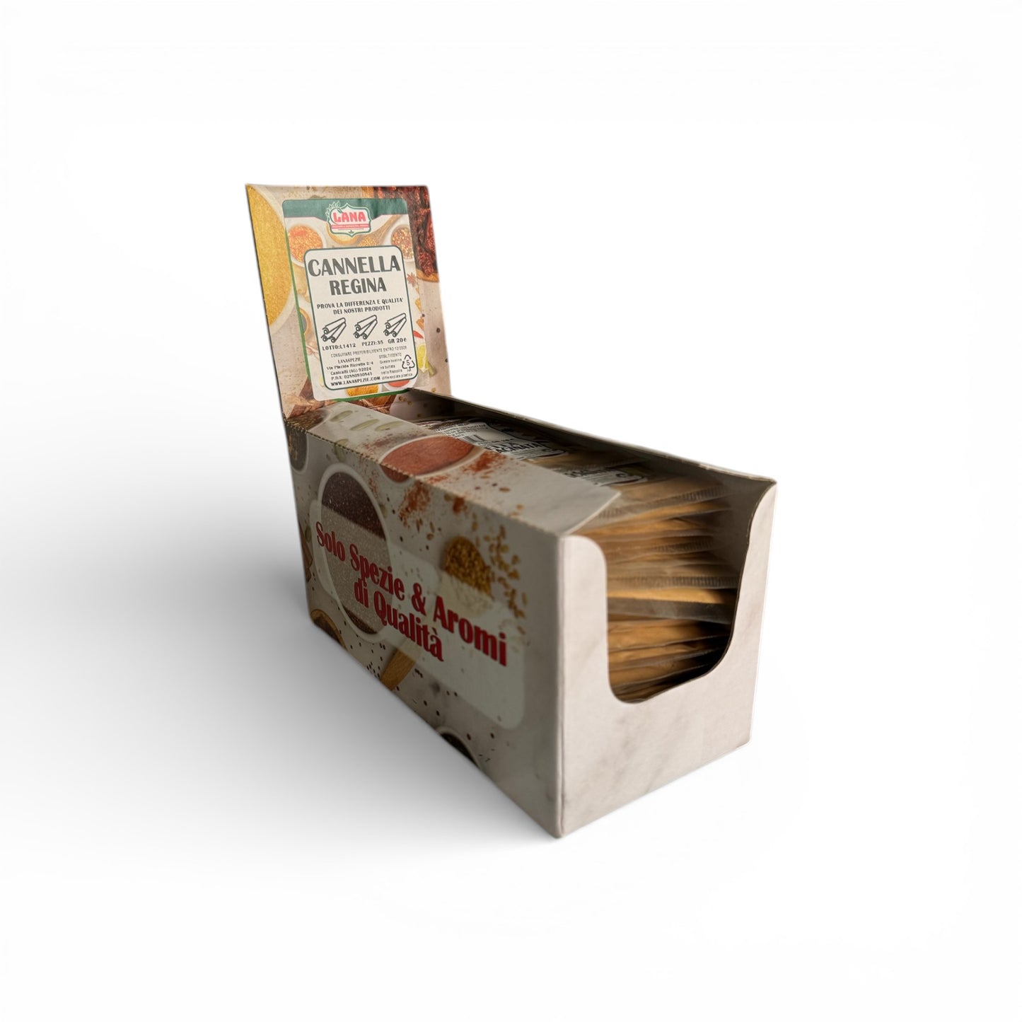 Cannella Regina macinata confezionata a bustine in box per rivendita Gr 20