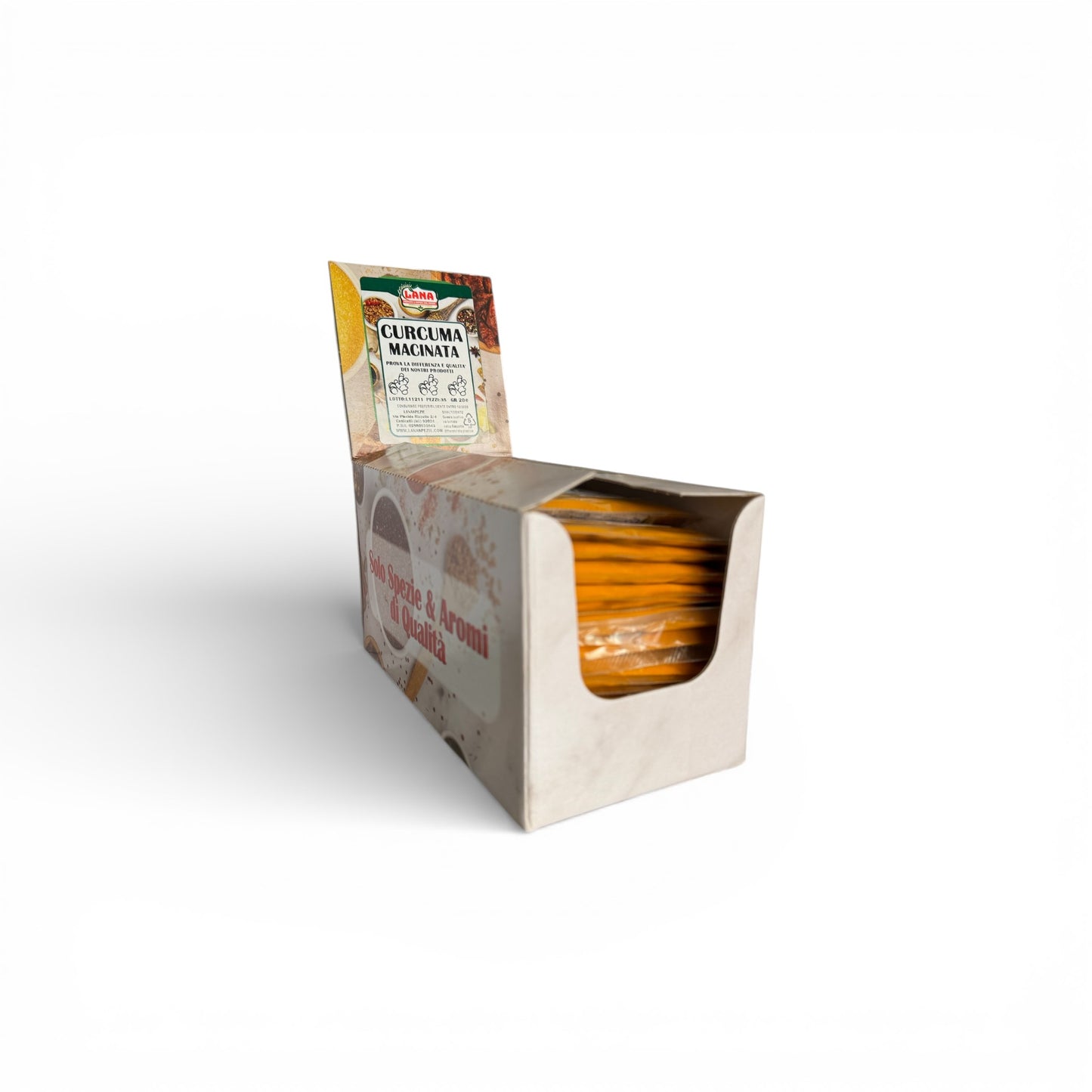 Curcuma Macinata confezionata a bustine in box per rivendita Gr 20