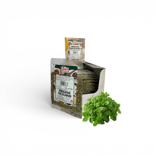 Origano Siciliano confezionato a bustine in box per rivendita Gr 10