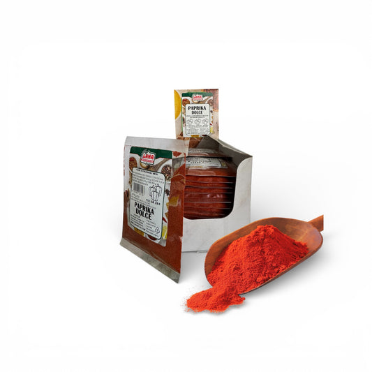Paprika Dolce Macinata confezionata a bustine in box per rivendita Gr 20