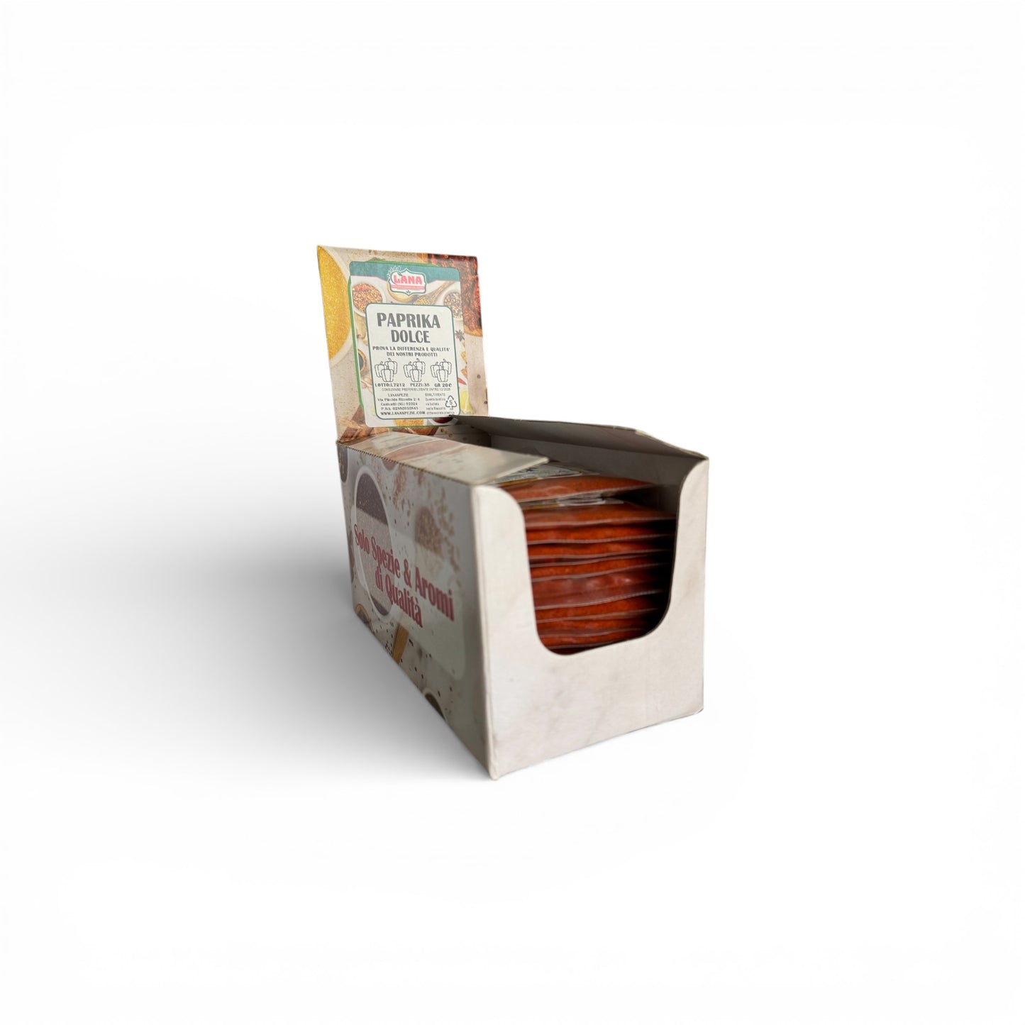 Paprika Dolce Macinata confezionata a bustine in box per rivendita Gr 20