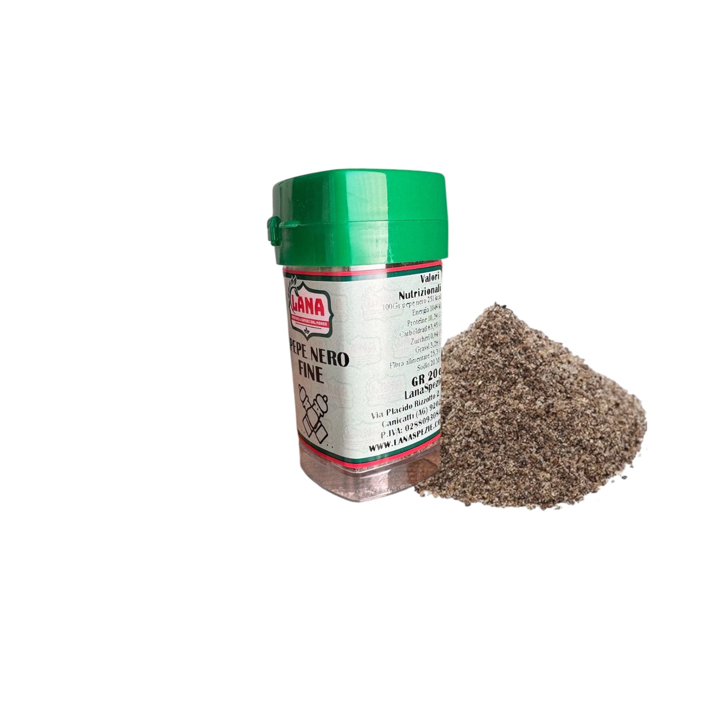 16 Barattolini di Pepe Nero Macinato fine con espositore spezie