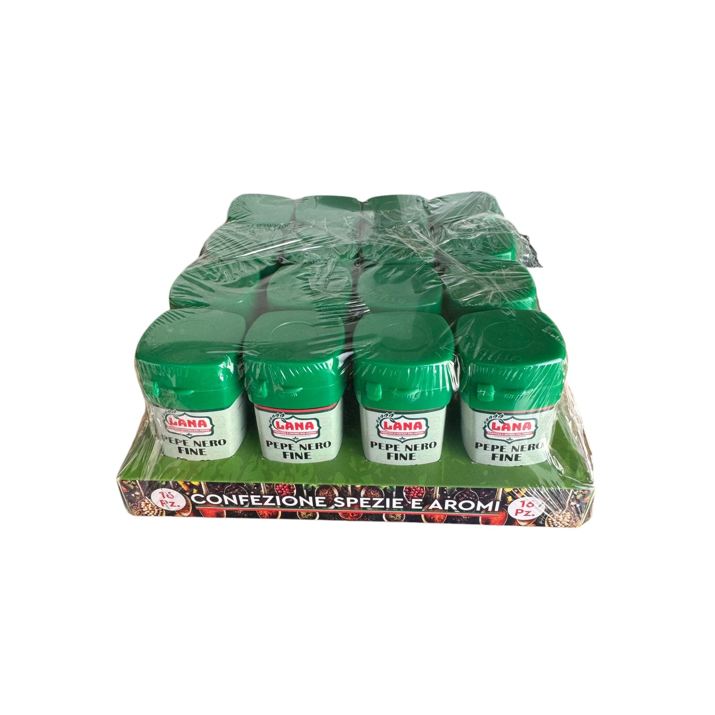 16 Barattolini di Pepe Nero Macinato fine con espositore spezie