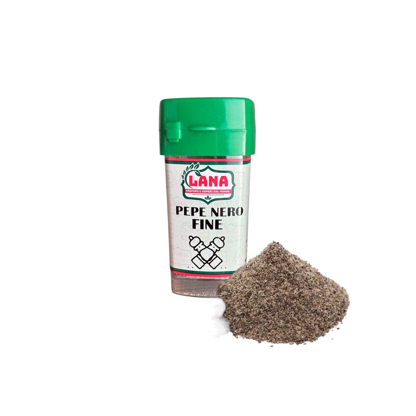 16 Barattolini di Pepe Nero Macinato fine con espositore spezie